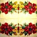085 Weihnachten Blumen - 3-lagig (creme/Rand grün) - Ihr